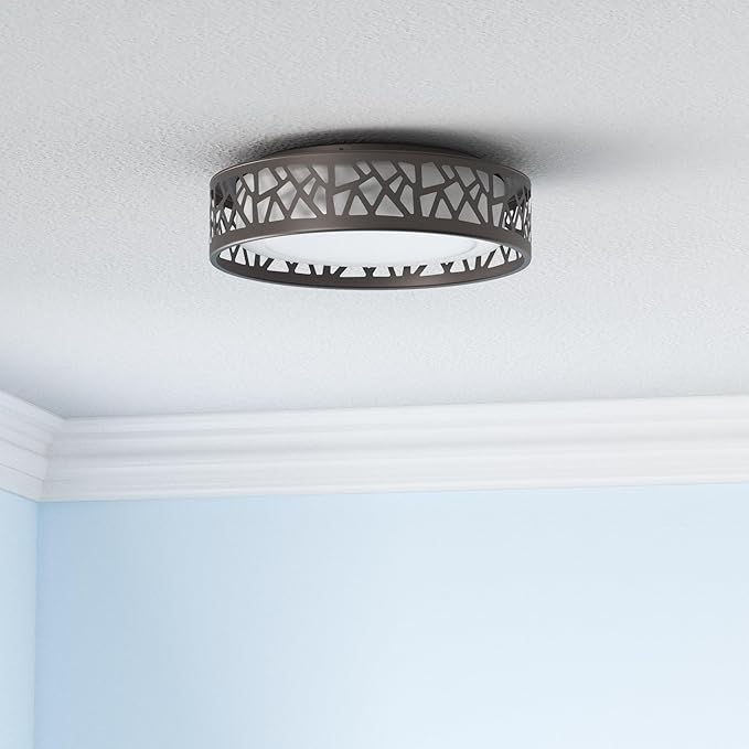 LED Flush Mount Ceiling Light, 14 Inch 20W Dimmable Round Deco Lighting Fixture Oil Rubbed Bronze Finished,1400 Lumens 3000K Warm White, ETL Listed for Kitchen, Hallway, Bedroom, Stairways