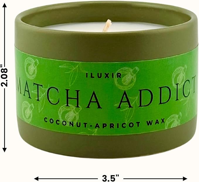 Matcha Scented Candle – Green Tea Citrus Sandalwood Aromatherapy Candle, Long Burning, Hand-Poured Coconut Apricot Wax, Non-Toxic, Cruelty-Free, Made in USA - 5 oz