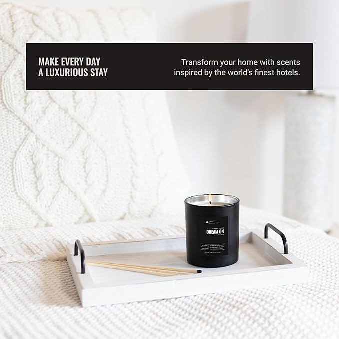 Hotel Collection - Black Velvet Single Wick Classic Candle - Hotel Inpsired Luxury Candle - 90 - Hours Burn Time - Hints of Blonde Woods, Rose, and Black Fig - 14 oz - Black