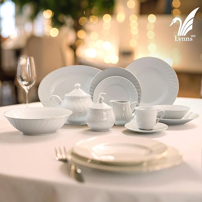 Lynns Paradise Imperial White 9-Inch Big Bowl, Set of 3, White; 24K Gold Trim, Embossed Swirl, Colorful Floral Print, Porcelain