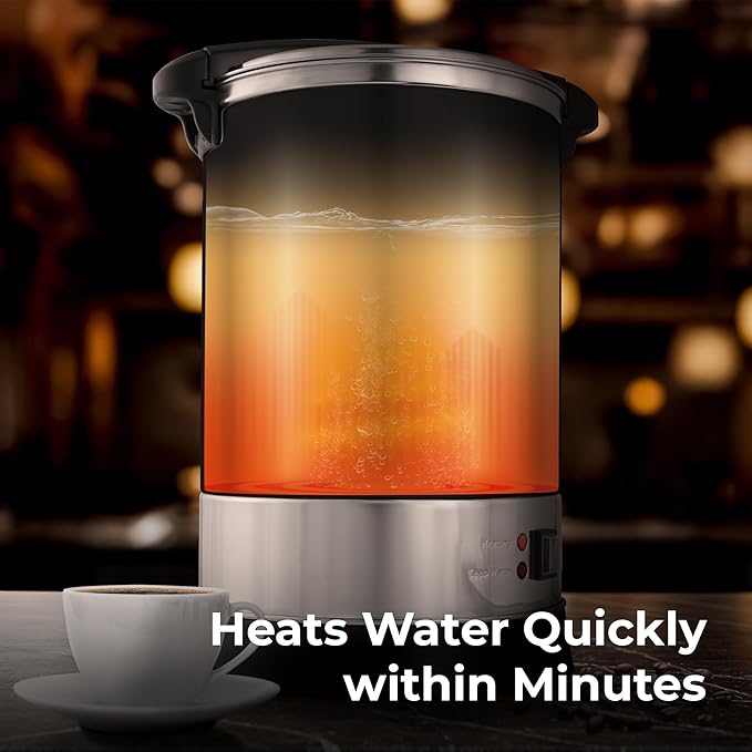 Zulay Commercial Coffee Maker - 100 Cup Coffee Percolator With Double-Wall Stainless Steel & Twist-Lock Lid - Quick Brewing Coffee Urn With Keep-Warm Mode For Events & Catering - Black