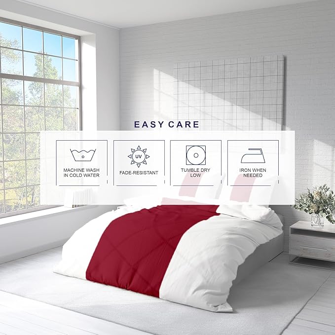 Kotton Culture 1 Pc King Size Duvet Cover Only -100% Egyptian Cotton Sateen 600 Thread Count Ultra Soft Premium Durable Comforter Cover Zipper Closure & Corner Ties (Snow Red, King 102"x94")