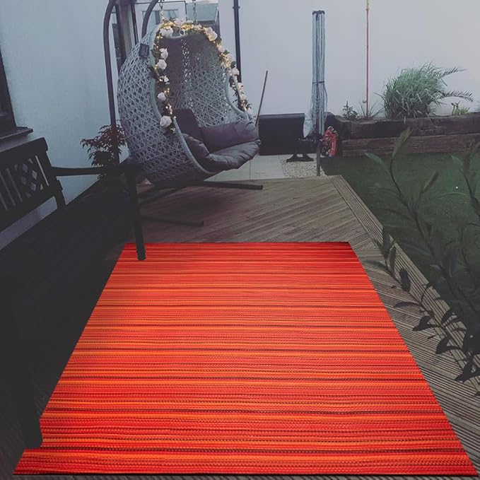 Outdoor/Indoor Rug Plastic Straw Rug Waterproof Portable Outdoor Mat, Easy to Clean and Fold,Perfect for Garden, Patio, Picnic, Decking-(Red,5x7Ft)