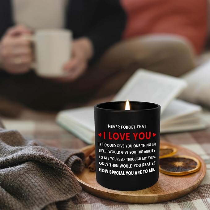 OASSIE Gifts for Her Him Women Men - I Love You Long Lasting Vanilla Lavender Scented Candle 10oz - Birthday Couple Gifts for Boyfriend Girlfriend Husband Wife