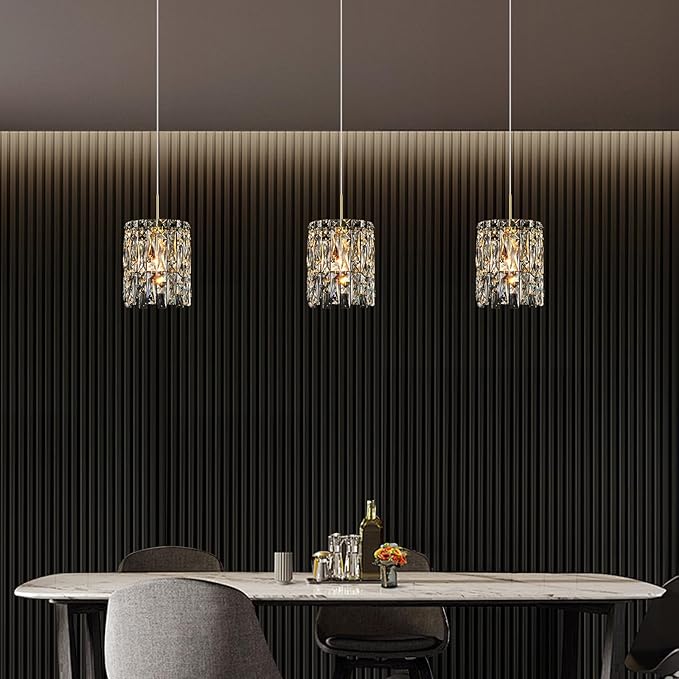 Modern K9 Crystal Pendant Lights Kitchen Island,1 Lighting Gold Chandeliers for Dining Room Light Fixtures Over Table,Hanging Chandelier for Kitchen Island Entryway Bathroom BedHead Light