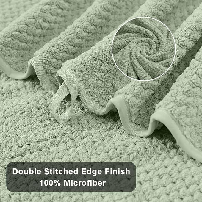 Hand Towels Set 2 Pack-16“x31”,Ultra Soft Microfibers Bathroom Towel Set Highly Absorbent Quick Dry Luxury Premium Towel Lightweight Durable Hand Towel Collection for Hotel Spa Gym Kitchen,Green