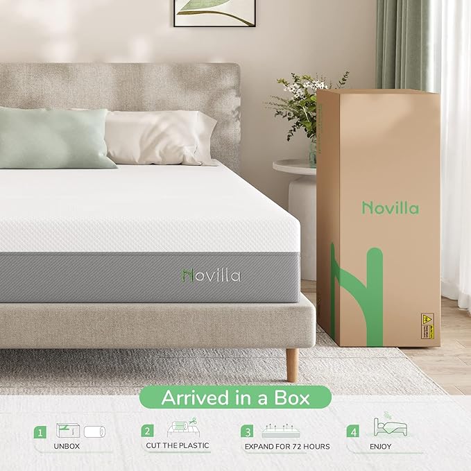 Novilla Full Mattress, 10 Inch Gel Memory Foam Mattress for Enhanced Support & Motion Isolation, Medium Firm Bed Mattresses in a Box-Vibrant