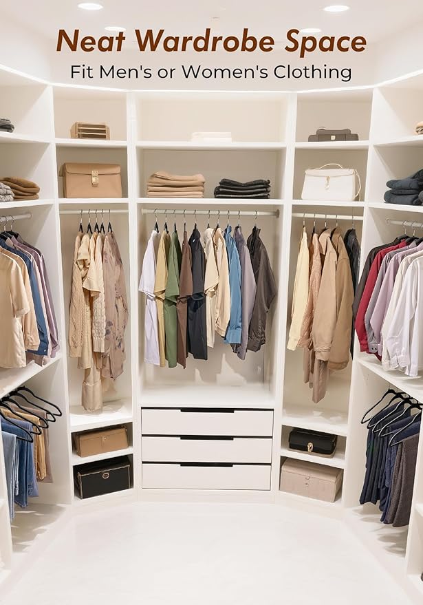 HOUSE DAY Black Velvet Hangers 50 Pack - Non Slip Felt Hangers Closet Essentials, Premium Space Saving Hanger, Gentle on Clothes, Sturdy Shoulder Design