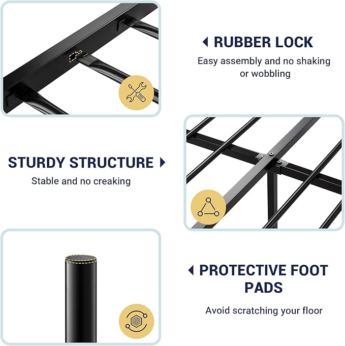 Allewie 14 Inch King Size Metal Platform Bed Frame with Headboard and Footboard, Underbed Storage, Strong Metal Slats Support, Mattress Foundation, No Box Spring Needed, Easy Assembly, Black