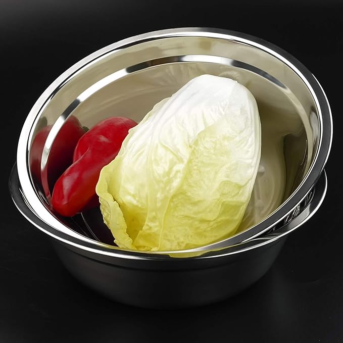 4-Pack Stainless Steel Mixing Bowls, Metal Prep Bowls, F