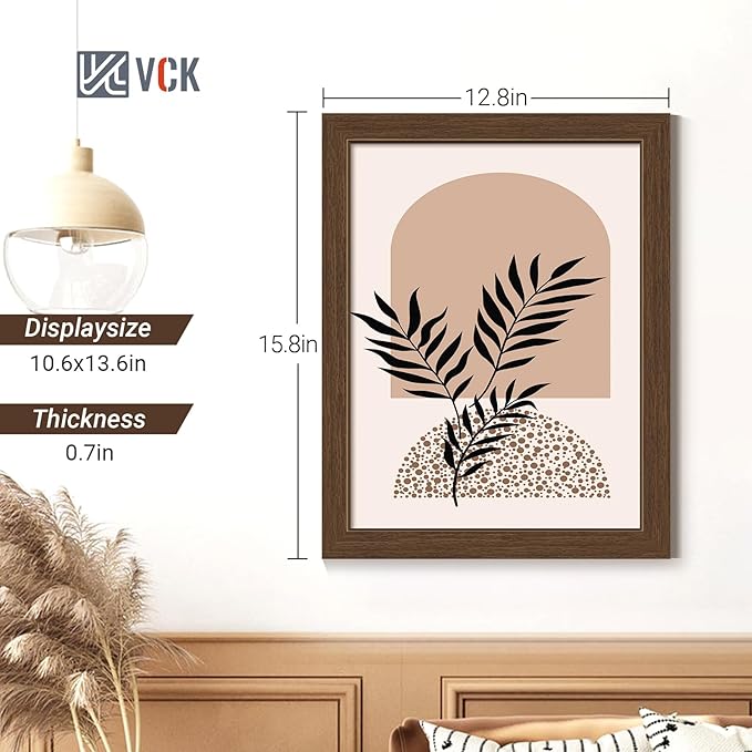 VCK 11x14 Picture Frame Set of 4 - Brown, Gallery-Quality Wood Poster Frames, 1.1-Inch Wide Border, Polished Plexiglass, Vertical or Horizontal Wall Display for Photo/Art/Prints, Brown