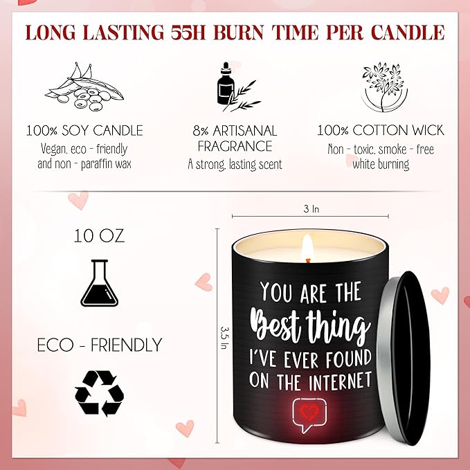Romantic Candles Gifts for Her Him - Long Lasting Vanilla Lavender Scented Candle 10 Oz - Anniversay Wedding Gifts for Wife Husband Girlfriend Boyfriend, Birthday Presents for Women