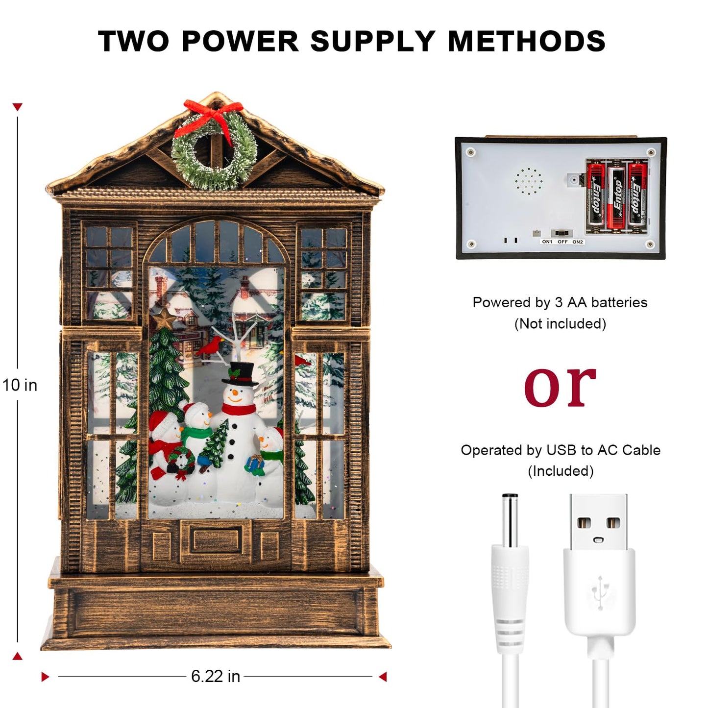 Christmas Snow Globe Swirling Glittering Snowman Choir Manger Scene, USB Lined/Battery Operated Lighted Water Lantern for Christmas Festival Decoration Gifts