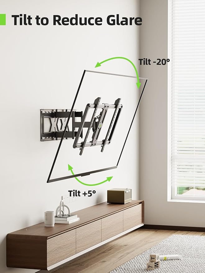 USX Mount Ultra Slim Full Motion TV Wall Mount for 37-90 inch Flat Screen/LED/4K, Wall Mount TV Bracket with Dual Swivel Articulating 6 Arms, Max VESA 600x400mm, Fits 8/16/24 Studs