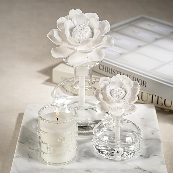 Zodax Grand Casablanca Glass Jar Scented Candle for Home Decor - Single-Wick Candle Ideal for Kitchen and Bathroom - Makes a Great Gift for Women and Men - Magnolia Petals - 2.82 Oz. - 3 Pack