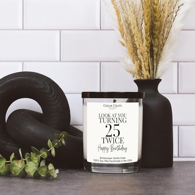 50th Birthday Gifts for Her - Best Ideas, Buttercream Vanilla Scented, 100% Soy Candle for Women, Friends, Mom, Wife, Sister, Grandma, Handmade Aromatherapy Candles Decoration