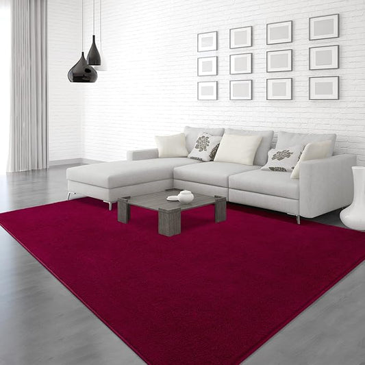 Soft Rugs for Living Room 6x9 Wine Red, Minimalist Area Rug for Bedroom Nursery Dining Table Dorm, Large Throw Rugs for Men Boys Girls Kids Room Indoor Floor Carpets