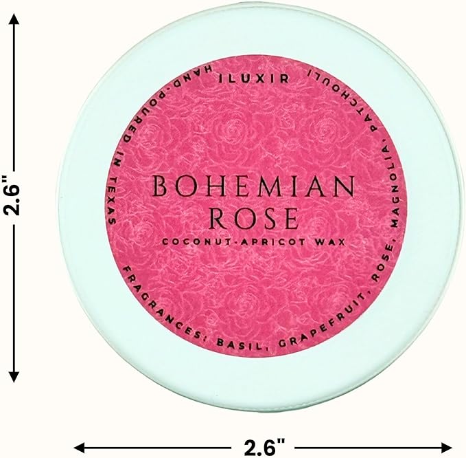 Bohemian Rose Scented Candles – Natural Coconut Wax, Long Burning & Non-Toxic Candle for Home & Office – Aromatic Magnolia & Patchouli – Eco-Friendly Scented Candles, Pack of 4 (2 oz. Each)