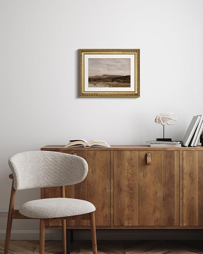 VIYYIEA Gold Framed Wall Art Canvas Print Home Decor for Living Room Classical Cityscape Artwork Wall Decorations Vintage Canvas Prints Parisian Street Bathroom Farmhouse Wall Pictures Office 11x14in