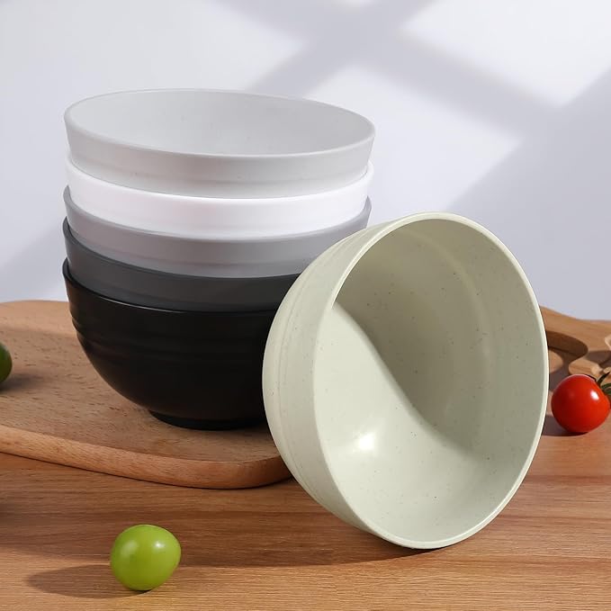 12 Pcs Unbreakable Cereal Bowls Set, 26 Oz Wheat Straw Bowls Set, Microwave & Dishwasher Safe Bowls for Kitchen, Reusable Plastic Bowls for Soup, Salad and Snack, BPA Free, Multicolor