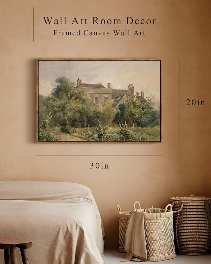 InSimSea Framed Canvas Wall Art Vintage Decor, Home Decor Classical Scenery Landscape Cottage Paintings, Large Wall Decorations for Living Room Home Farmhouse Bathroom Decor, 20"x30"