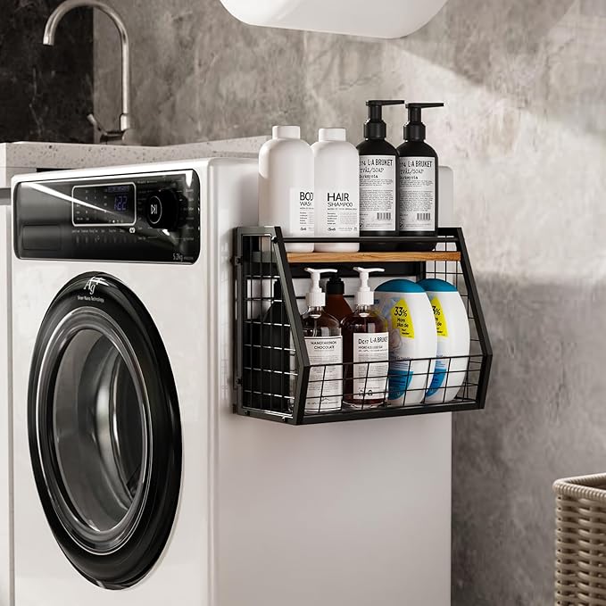 Magnetic Shelf for Fridge 2-Tier Storage, Magnetic Spice Rack with 8 Hooks, Large Capacity Refrigerator Organizer Multi - Purpose - 15kg Capacity