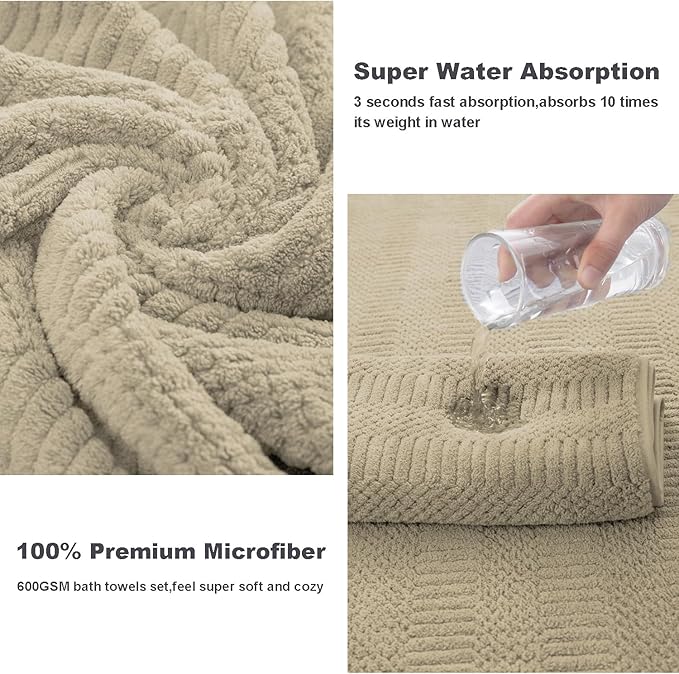 4 Piece Oversized Bath Towels Set 35x70 Inches, Cream Extra Large Soft Bath Sheet Chair Towels 600 GSM Highly Absorbent Quick Dry Towels Set for Bathroom Hotel Spa