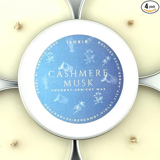 Cashmere Musk Luxury Candle – Cozy & Elegant Scent with Amber, Vetiver & Florals – Vegan, Handcrafted, Phthalate-Free, Cruelty-Free Coconut Wax Candle for Home(Pack of 4, 2 oz. Each)