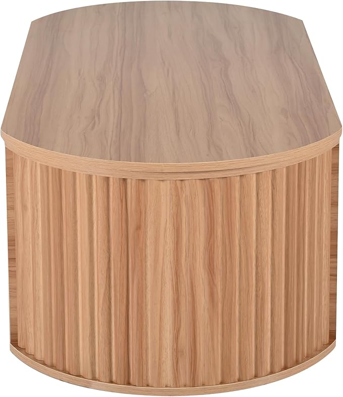 WILLIAMSPACE 47.2'' Lift Top Coffee Table with Hidden Compartment Storage, Modern Wooden Oval Center Table Accent Lift Tabletop Tea Table for Living Room, Light Brown