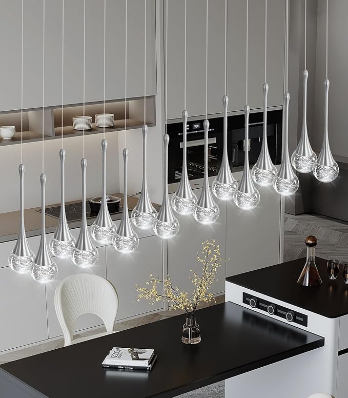 16 Lights Modern Glam Crystal Chandelier for High Ceiling LED Dimmable Pendant Light for Staircase Foyer Enterway Living Room Chandelier Lighting Silver