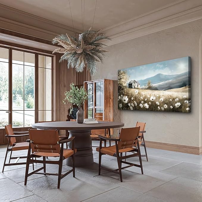 Wapluam Canvas Wall Art For Living Room Large Wall Decor For Bedroom Field Scenery Watercolour Wall Paintings Office Decorations Stretched And Framed Wall Pictures Artwork Home Decor Ready To Hang