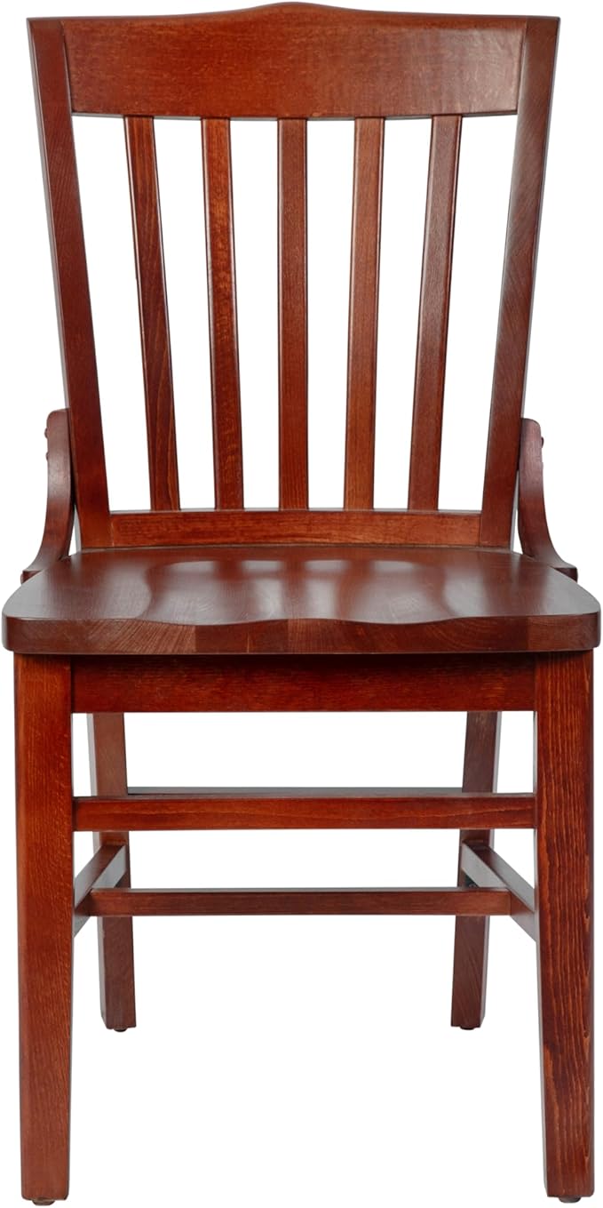 EMMA + OLIVER School House Back Mahogany Wood Chair