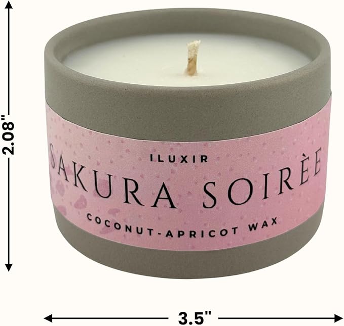 Sakura Soiree Scented Candle – Cherry Blossom & Sandalwood Spring Fragrance, Hand-Poured Coconut-Apricot Wax – Long Burning Candles, Natural & Non Toxic, Fragrance Candles – Made in USA, 5 oz.