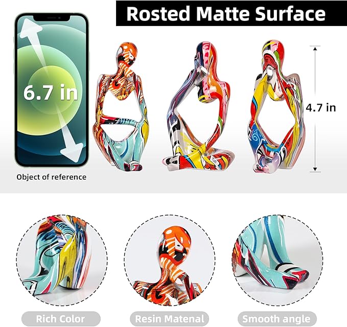 Thinker Statue Gold Decor Abstract Art Sculpture, Golden Resin Collectible Figurines for Home Living Room Office Shelf Decoration,Great Gifts Ideas (Multicolour)