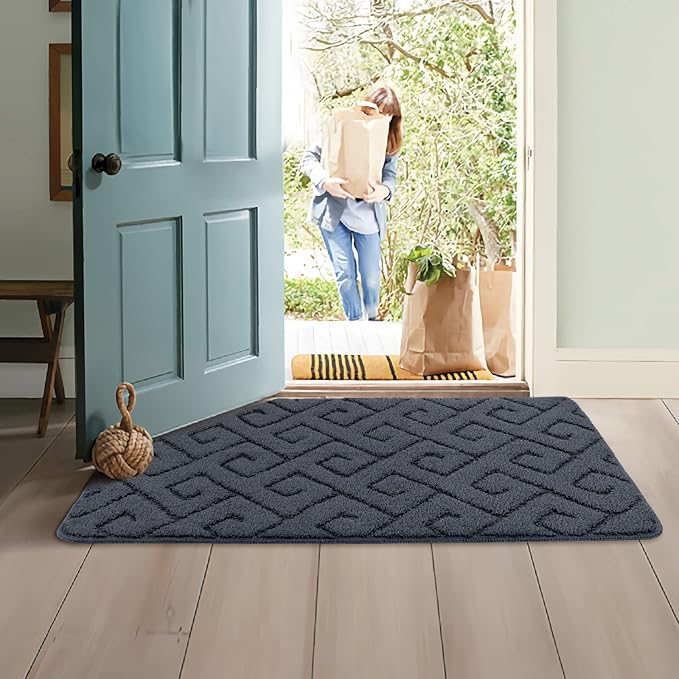 Walensee Indoor Doormat, Front Door Mat for Entrance (32"x48" Grey) Machine Washable Entryway Rug, Non Slip Trapper Door Rugs Absorbent Dirt Low Profile Shoes Scraper Inside Floor Mats for Entry