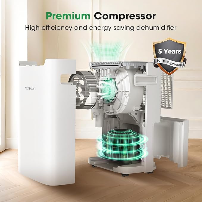 Dehumidifiers for Home with Drain Hose,75 OZ Water Tank, 4500 Sq.Ft 55 Pints Dehumidifiers for Basement, Bathroom, Bedroom, Three Modes, Smart Humidity Control, Dry Clothes, 24H Timer, White