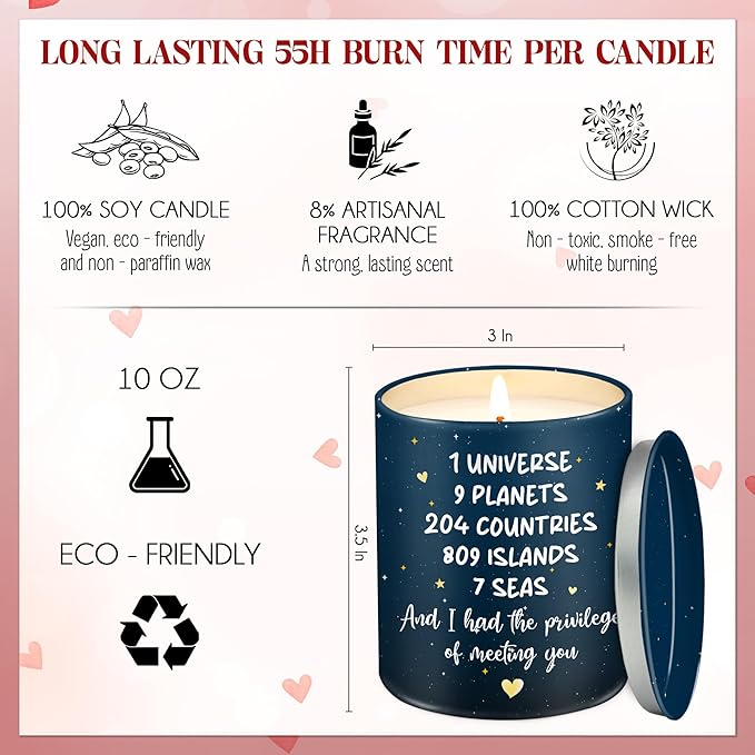 OASSIE Birthday Gifts for Him Her Couple - Long Lasting Vanilla Lavender Candle 10 oz - Anniversary Wedding Gifts for Men Women Boyfriend Girlfriend Husband Wife Friends