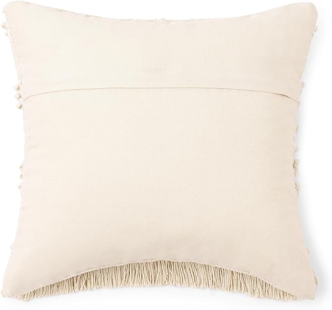REDEARTH · Boho Textured Throw Pillow Cushion Covers - Woven Tufted Decorative Farmhouse Cases Set for Couch - Bed - Chair - Dining - Patio - Outdoor - 100% Cotton (18"x18" - Natural) Pack of 2