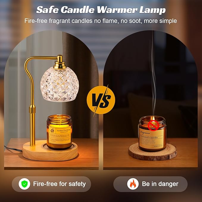 TantaScent Electric Candle Warmer Lamp in Vintage Birdcage Design with Timer – Scented Jar Candle Melter for Home Decor, Housewarming, Birthday, and Christmas (Includes 2 Bulbs) (Diamond White)