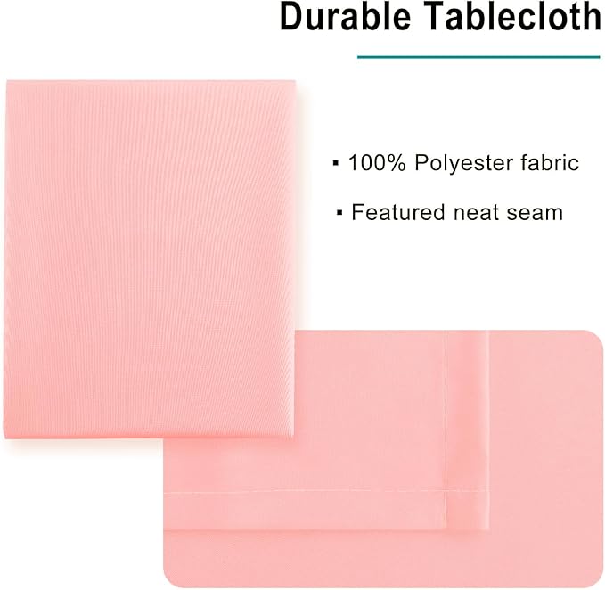Hiasan Rose Pink Square Tablecloth - Waterproof and Spillproof Restaurant Washable Polyester Table Cloth for Dining Room, 30 x 30 Inch