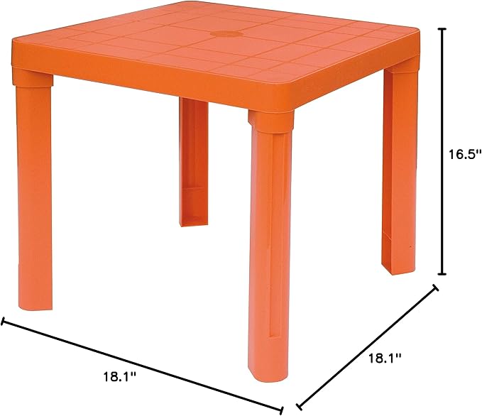 Baby Lulu Children's Light Poly Play Table - 18.1" x 18.1" - Storable - Made in Italy - Orange