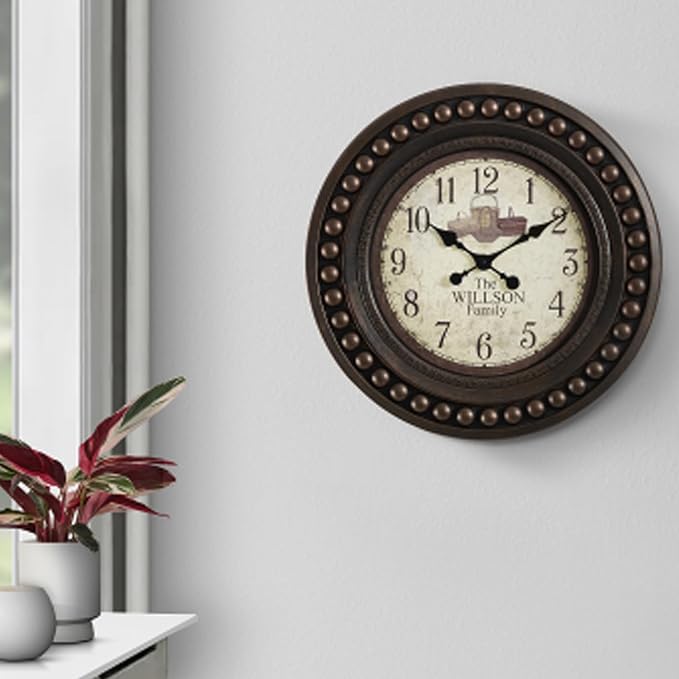 Large Farmhouse Wall Clock,20 inch Rustic Roman Numeral Big Wall Clock for Living Room, Kitchen, Living Room, Bedroom,Battery Operated, Dark Bead Brown