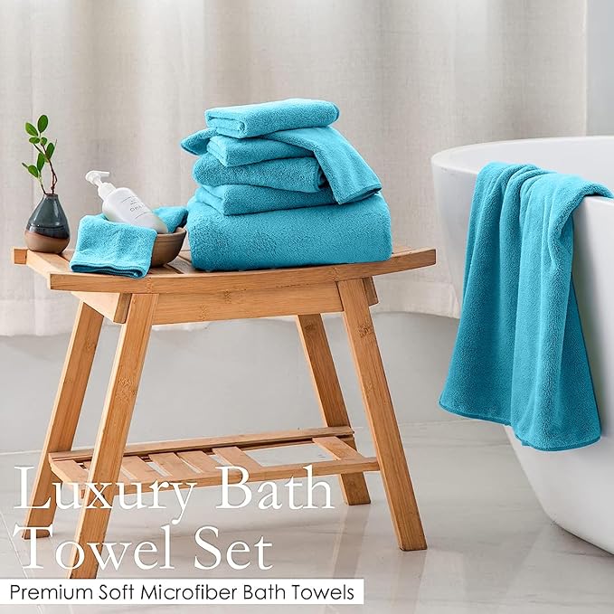 12 Piece Microfibers Towel Set, 2 Oversized Large Bath Towels, 2 Bath Towel, 4 Hand Towels, 4 Washcloths, Ultra Soft Absorbent Bathroom Towel for Home and Hotel Shower Towel Oversized Bath Sheet