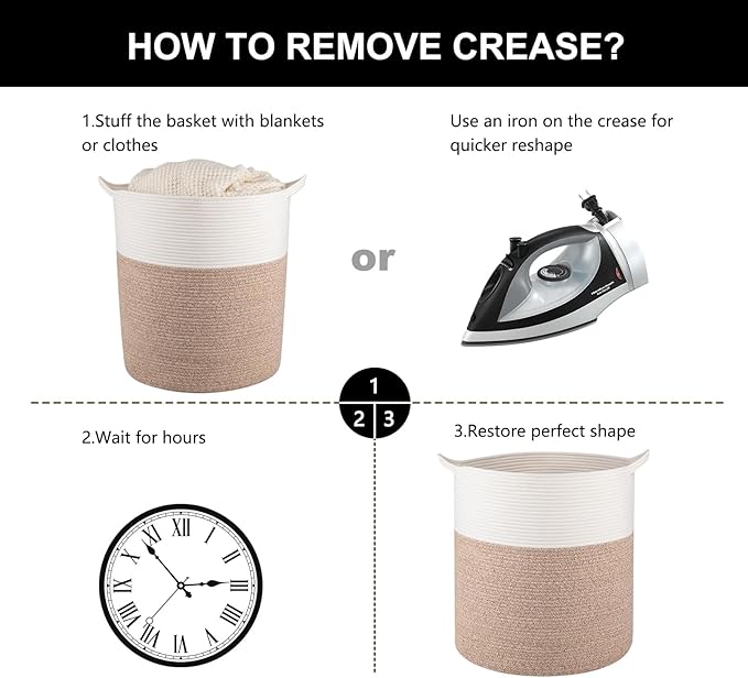 Laundry Basket, 100L Large Laundry Hamper, Tall Woven Rope Storage Basket for Blanket Toys Pillows Towels, Baby Nursery Hamper Bin for Living Room, Bedroom (Gradient Yellow)