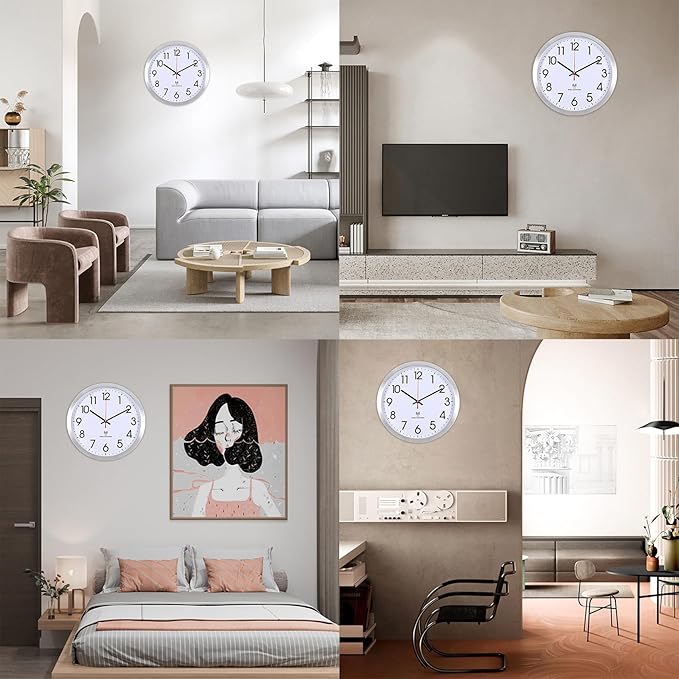 Atomic Analog Wall Clock, 14Inch Radio Controlled Sets Automatically WallClock, Aluminum Frame Wall Clock for Home School Office