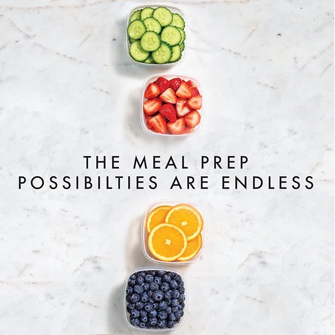 Fit & Fresh Small Plastic Containers With Lids 8 oz, Small Snack Containers With Lids, Reusable Leakproof Dressing and Condiment Containers With Two Attachable Ice Packs, 4PK, Light