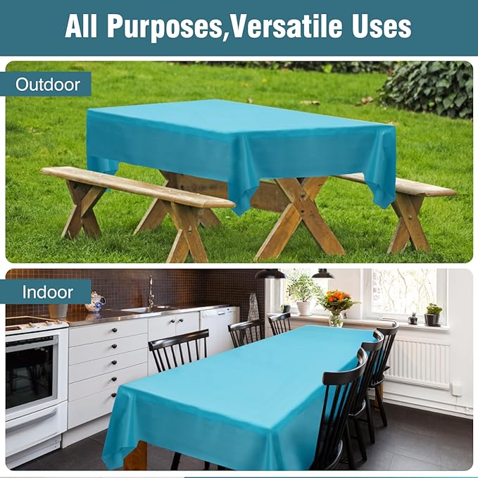 Craft And Party Turquoise Plastic Table Cover Roll, 40Inch X 300Feet Disposable Plastic Tablecloth, Banquet Rectangle Tablecover Roll