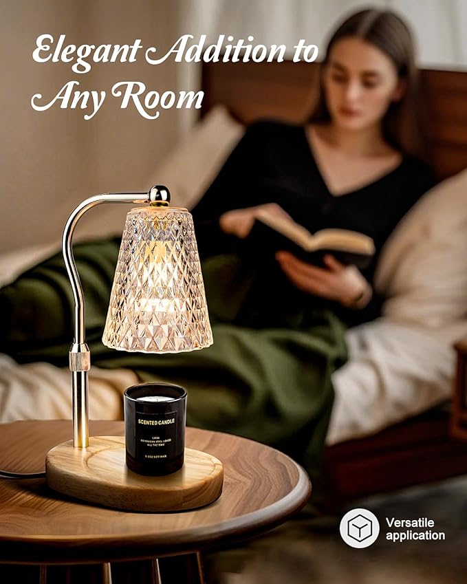 Candle Warmer Lamp with Timer - Electric Candle Lamp Warmer with Dimmer Adjustable Height Lamp Candle Warmers for Small Jar Scented Wax Melts Bulbs Warming Candle Melter with 2 Bulbs for Home