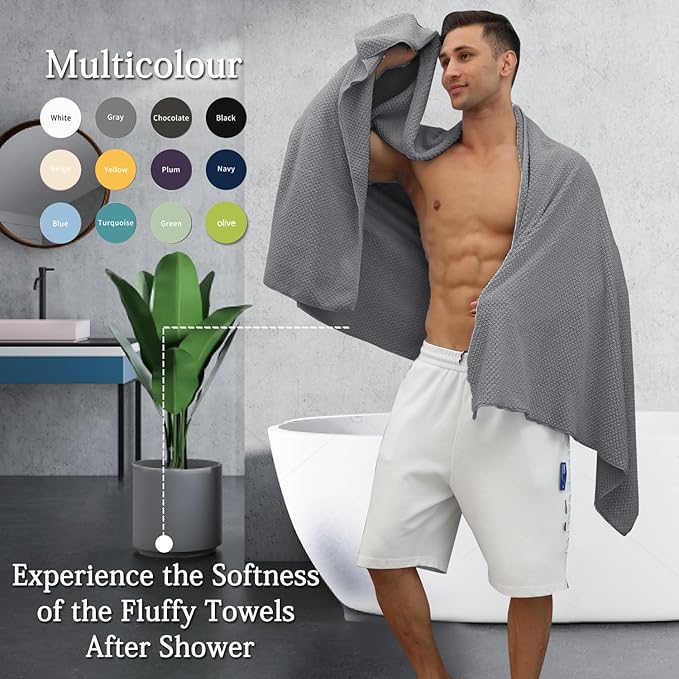 Hailea Gray Bath Towels Set 35x70 Inches - Luxury 600 GSM Oversized Bath Sheet Towel,Extra Large Microfiber - Quick Dry,Highly Absorbent,Super Soft Shower Towels Spa Hotel Bathroom Towel Set (4-Pack)