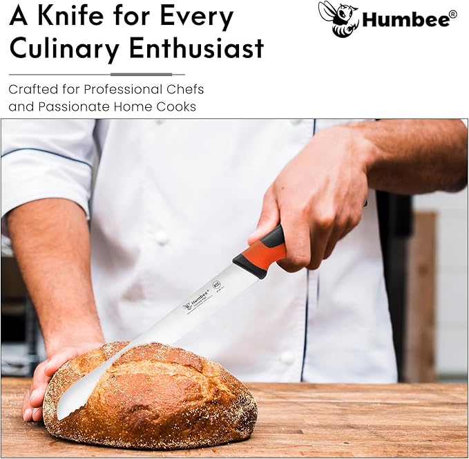10-Inch Serrated Bread Knife, Premium High Carbon Stainless Steel Blade Knife for Bread with Ergonomic Handle, NSF Certified, DT-30 Series, Orange